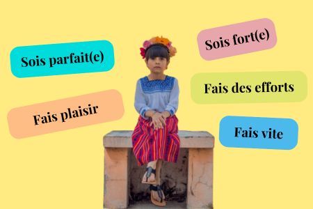 Petite fille assommée par les drivers psychologiques : "fais vite", "fais plaisir", "fais des efforts", "sois fort", "sois parfait"